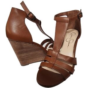 Jessica Simpson Tan Strappy Wedge Sandals